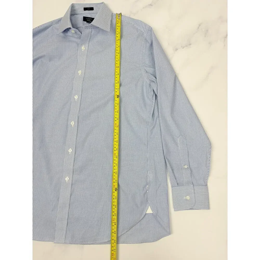 J.Crew Ludlow Slim Fit Dress Shirt Blue White Stripe 16 33 Stretch Cotton NWOT